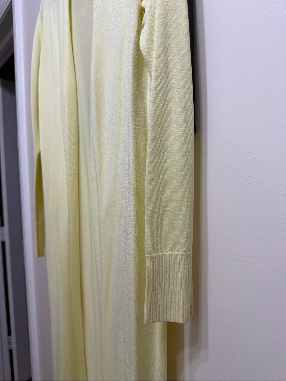 Express Light Yellow Long Open-Front Knit Robe - Picture 3 of 6